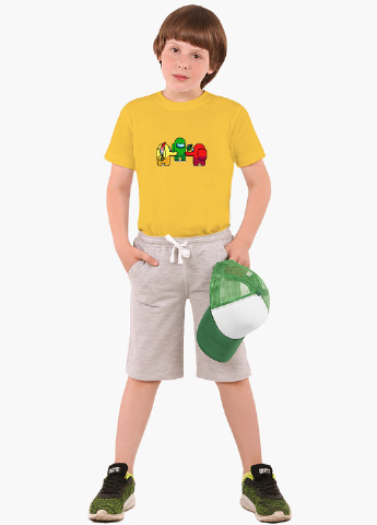 Желтая демисезонная футболка детская амонг ас (among us)(9224-2425) MobiPrint