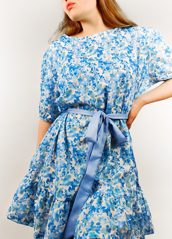 Голубое кэжуал платье Boohoo с цветочным принтом