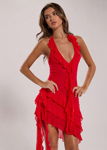 Червона пляжна сукня з відкритою спиною SHEIN однотонна