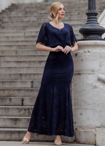 Темно-синя вечірня сукня годе SHEIN однотонна