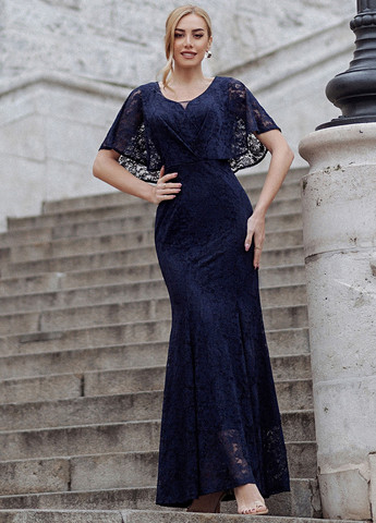 Темно-синя вечірня сукня годе SHEIN однотонна