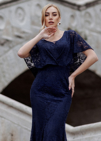 Темно-синя вечірня сукня годе SHEIN однотонна