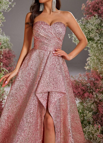 Пудрова святковий, вечірня сукня кльош, з відкритою спиною SHEIN однотонна