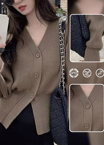 Кофейный демисезонный кардиган SHEIN