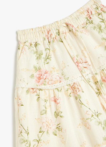 Кремовая кэжуал цветочной расцветки юбка KOTON клешированная