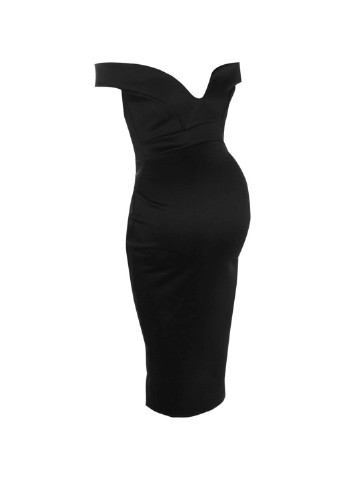 Черное коктейльное платье для беременных с открытыми плечами Boohoo однотонное
