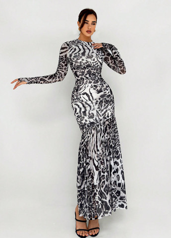 Сіра кежуал сукня годе SHEIN зебра