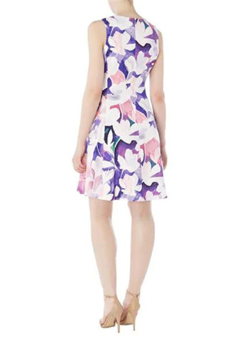 Фиолетовое кэжуал платье клеш DKNY с цветочным принтом