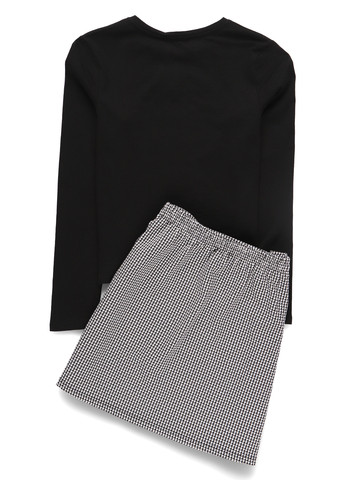 Черно-белый демисезонный комплект (лонгслив, юбка) Primark