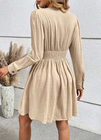 Песочное кэжуал платье клеш SHEIN однотонное