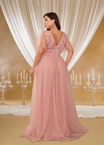 Розовое вечернее платье а-силуэт SHEIN однотонное