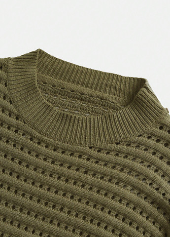 Оливковое (хаки) кэжуал платье платье-свитер, футляр SHEIN однотонное