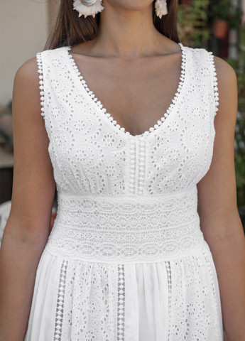 Белое кэжуал платье клеш Fresh cotton однотонное