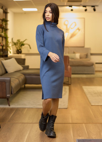 Темно-синя кежуал сукня сукня светр ST-Seventeen однотонна