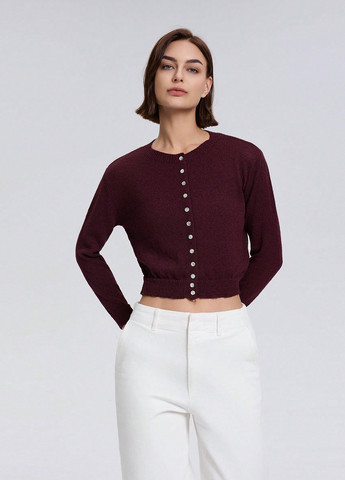 Темно-бордовый демисезонный кардиган SHEIN