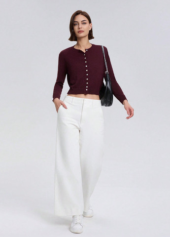 Темно-бордовый демисезонный кардиган SHEIN