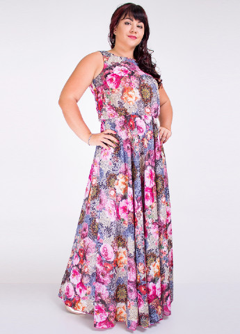 Сиреневое кэжуал платье с юбкой-солнце Fifi Lakres с цветочным принтом