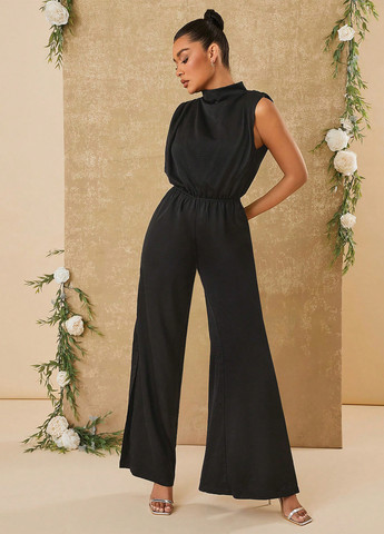 Комбінезон SHEIN комбінезон-брюки однотонний чорний кежуал поліестер