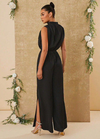 Комбінезон SHEIN комбінезон-брюки однотонний чорний кежуал поліестер