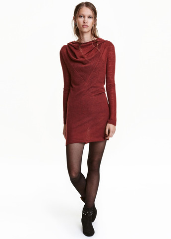 Бордовое кэжуал платье H&M меланжевое