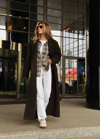 Темно-коричневе демісезонне Пальто двобортне No Brand