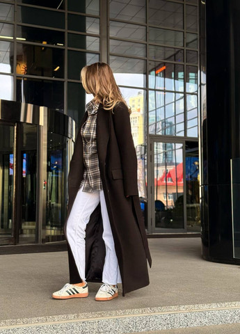 Темно-коричневе демісезонне Пальто двобортне No Brand