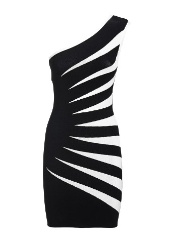Черно-белое коктейльное платье футляр Guess by Marciano с абстрактным узором