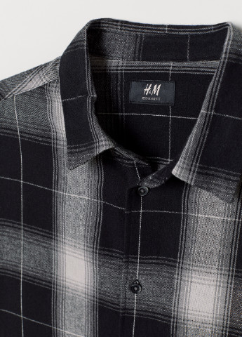 Черная кэжуал рубашка в клетку H&M с длинным рукавом