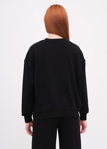 Черный свитшот EQUILIBRI однотонный лампасы, вышивка (355383112)