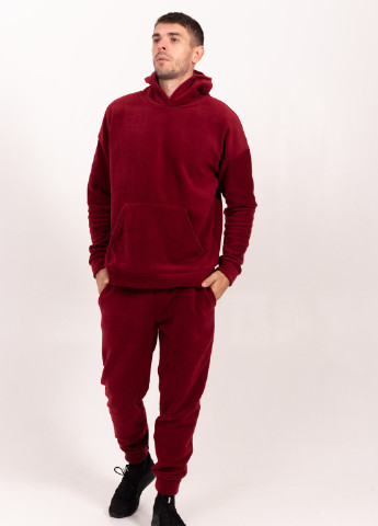 Бордовый зимний флисовый костюм мужской теплый спортивный TvoePolo