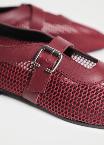 Жіночі балетки Respect | бордові однотонні перфорація натуральна шкіра (330987135)