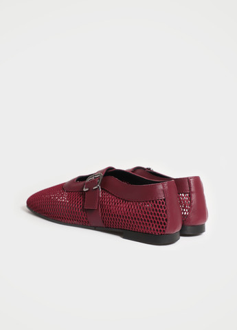 Жіночі балетки Respect | бордові однотонні перфорація натуральна шкіра (330987135)