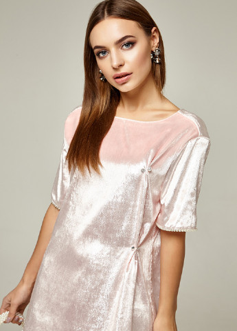 Светло-розовое коктейльное платье Solh однотонное