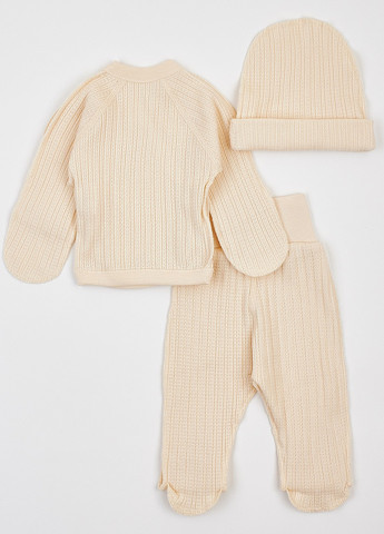 Молочний демісезонний комплект (распашонка, повзунки, шапка) Ляля