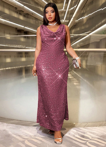 Розовое вечернее платье силуэтная SHEIN однотонное