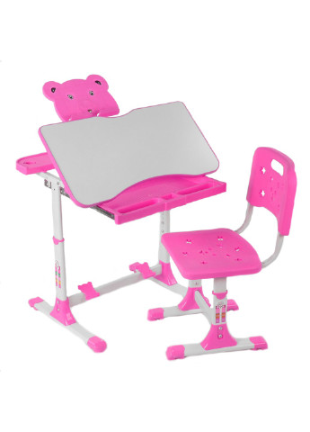 Парта со стульчиком регулируемая высота и угол наклона столешницы Бело-розовый 6900066343698 Kimi (253914859)