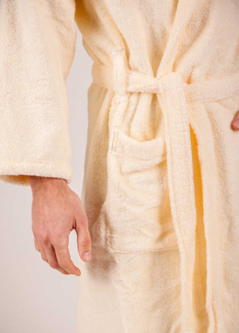 Халат махровий Bella, MicroCotton, однокольоровий, кремовий, розмір XXL (3800980992725) Bulgaria-Tex (251707697)