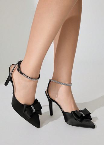 SHEIN Туфлі анкл страп чорний з текстиль, китай — демісезон (367003774)
