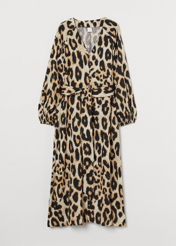 Комбинированное кэжуал платье клеш H&M леопардовый