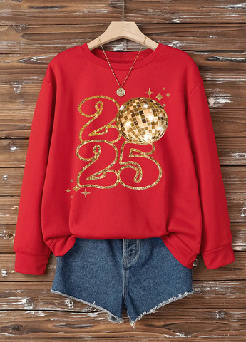 Червоний світшот SHEIN новорічний паєтки (343316868)