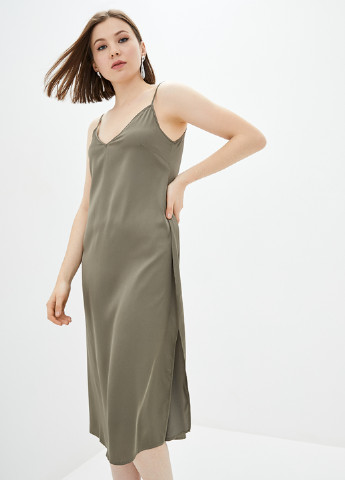 Оливковое (хаки) кэжуал платье платье-комбинация KANO