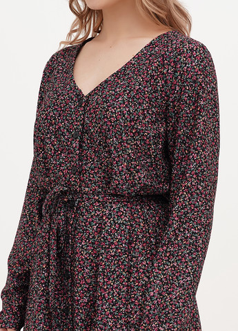 Черное кэжуал платье а-силуэт We с цветочным принтом