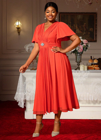 Помаранчева вечірня сукня SHEIN однотонна