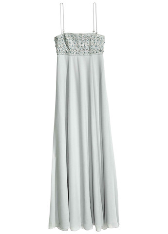 Світло-сіра вечірня сукня з відкритими плечима H&M однотонна