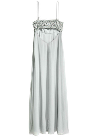 Светло-серое вечернее платье с открытыми плечами H&M однотонное