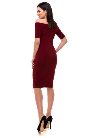 Темно-бордовое коктейльное платье короткое Olsa однотонное