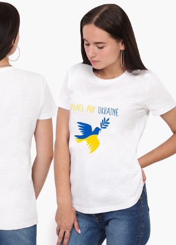 Белая демисезон футболка женская мир для украины (peace for ukraine) белый (8976-3688) s MobiPrint