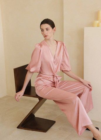 Світло-рожева всесезон піжама (сорочка, штани) сорочка + брюки SHEIN