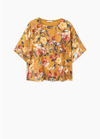Горчичная летняя блуза Mango