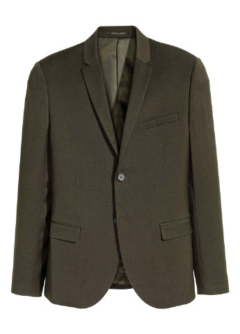 Пиджак H&M с длинным рукавом однотонный хаки кэжуал